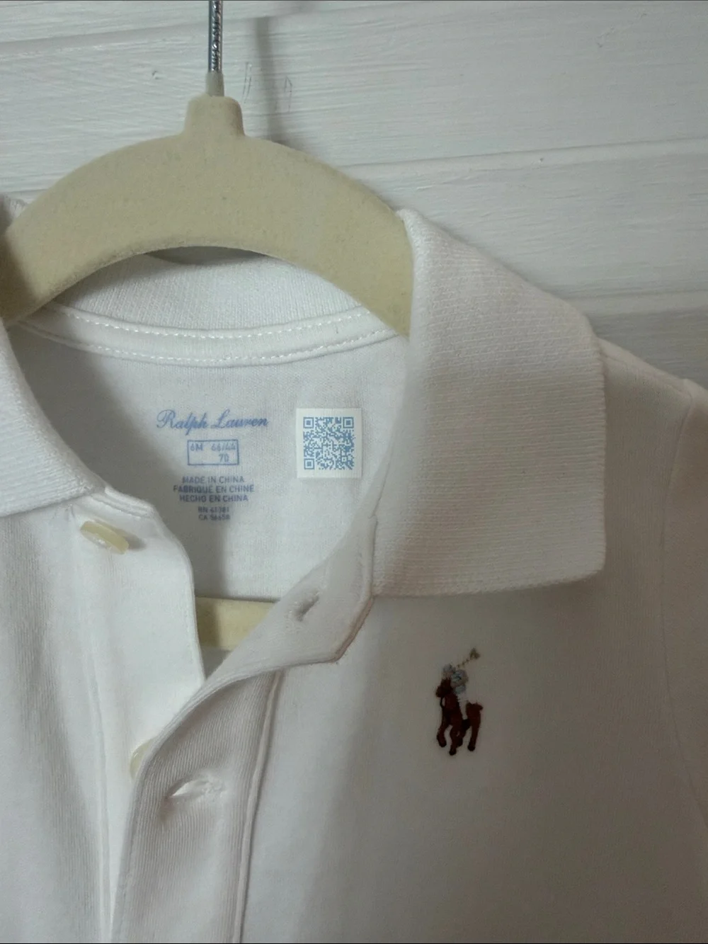 Ralph Lauren White Cotton Polo One-Piece for infant